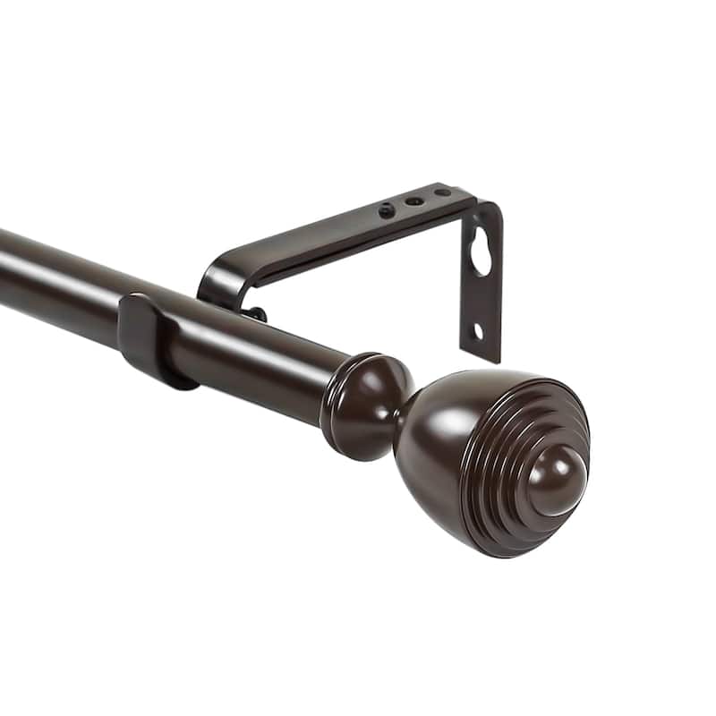 1-inch Diameter Urn Adjustable Single Drapery Curtain Rod - 28"-48" - Bronze