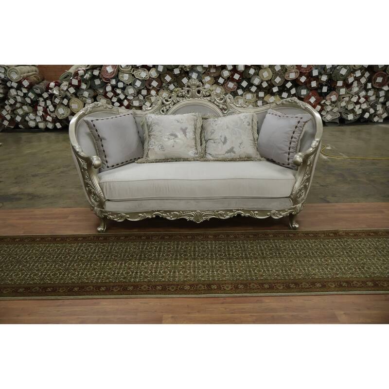 Hand Knotted Oriental 100% Wool Carpet Traditional All-Over Green Tabriz Runner Rug - 17' 4'' X 2' 8''