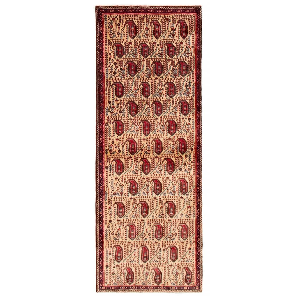 ECARPETGALLERY Hand-knotted Anatolian Vintage Ivory, Red Wool Rug - 3'0 x 8'2