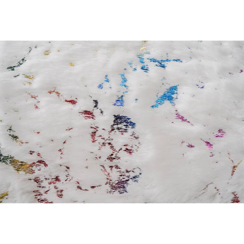 Chryso Collection Faux Fur Pillow with Foil Accents