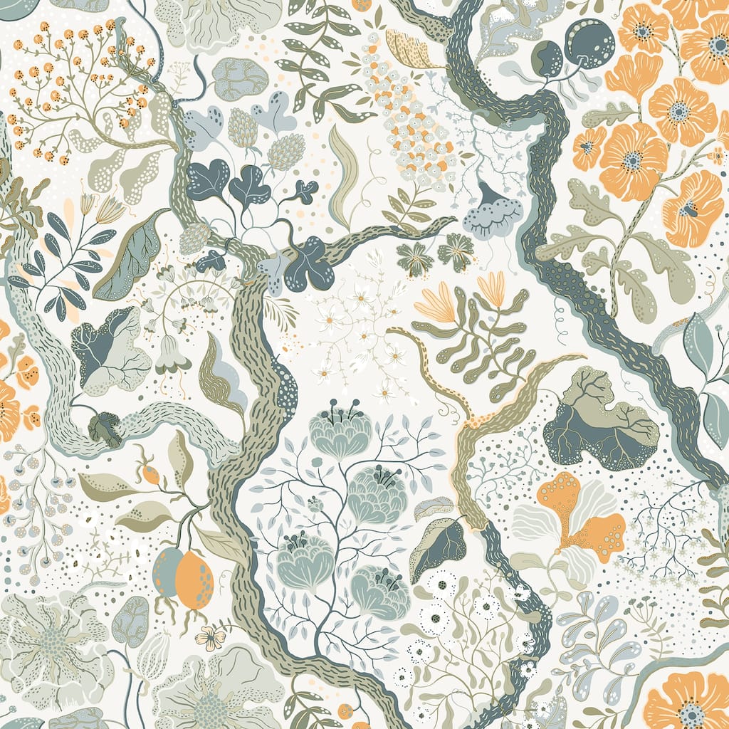 A-Street Prints Ann Turquoise Floral Vines Wallpaper