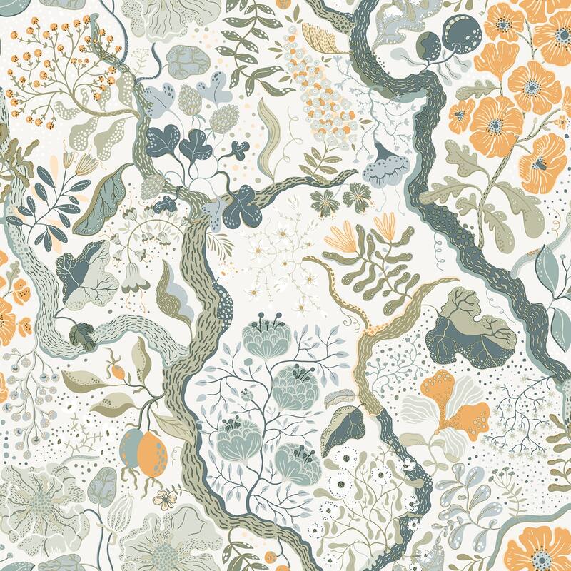 A-Street Prints Ann Turquoise Floral Vines Wallpaper