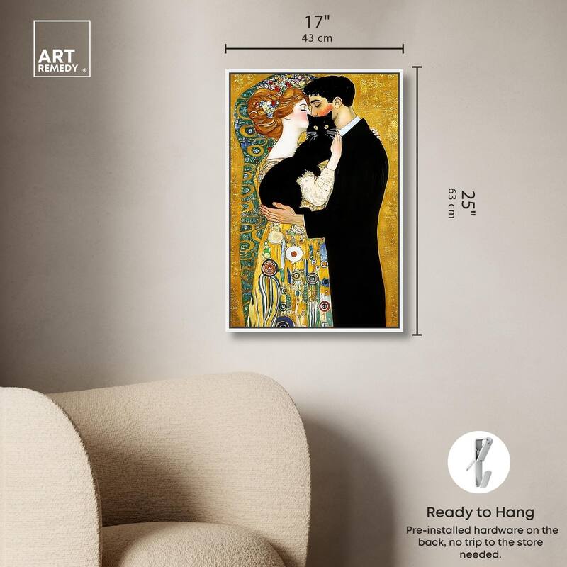 Kiss with Cat Canvas by Art Remedy