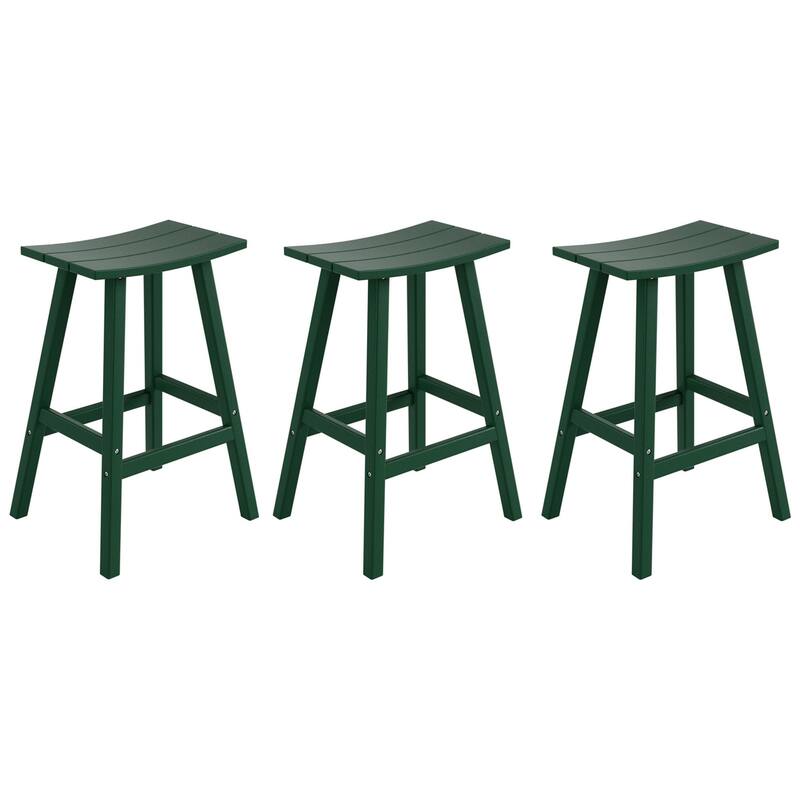 Laguna Hdpe All Weather Outdoor Patio 29" Saddle Seat Bar Stool (Set Of 3) - Dark Green