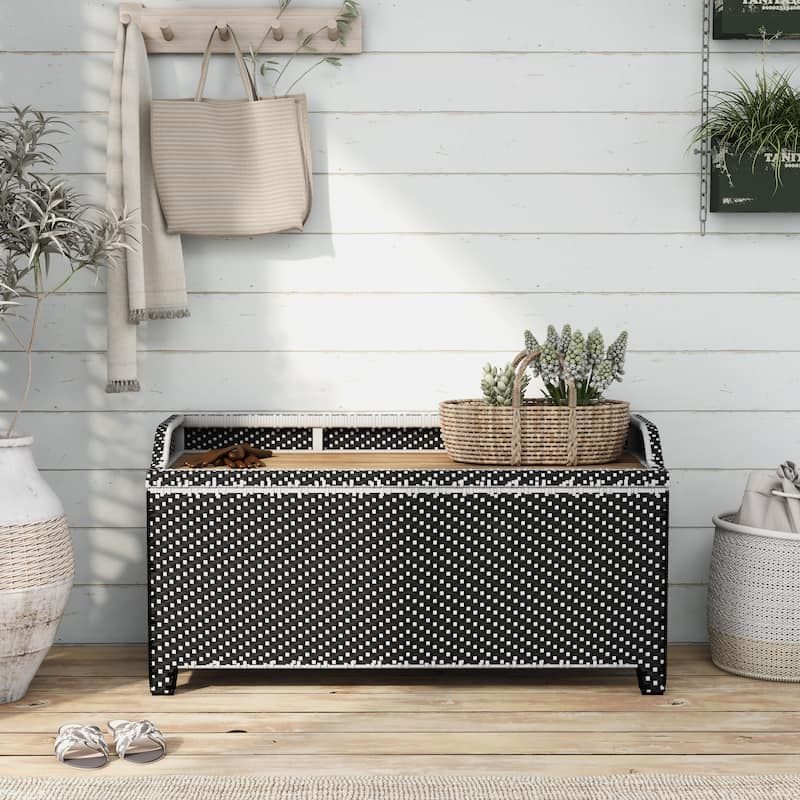 Courtnie Beach Aluminum Outdoor Poolside Storage Bench by Furniture of America