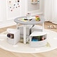 preview thumbnail 1 of 5, 5 PCS Kids Table & Chairs Wooden Round Desk w/4 Storage Stools Set