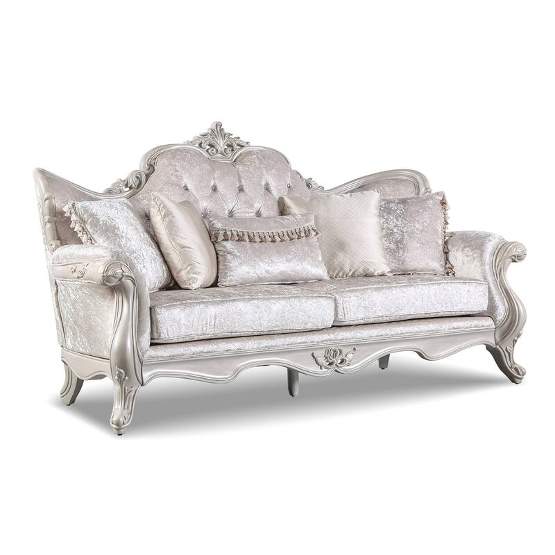 Furniture of America Clarissa Traditional Sofa Set with Button Tufted Back and Accent Pillow