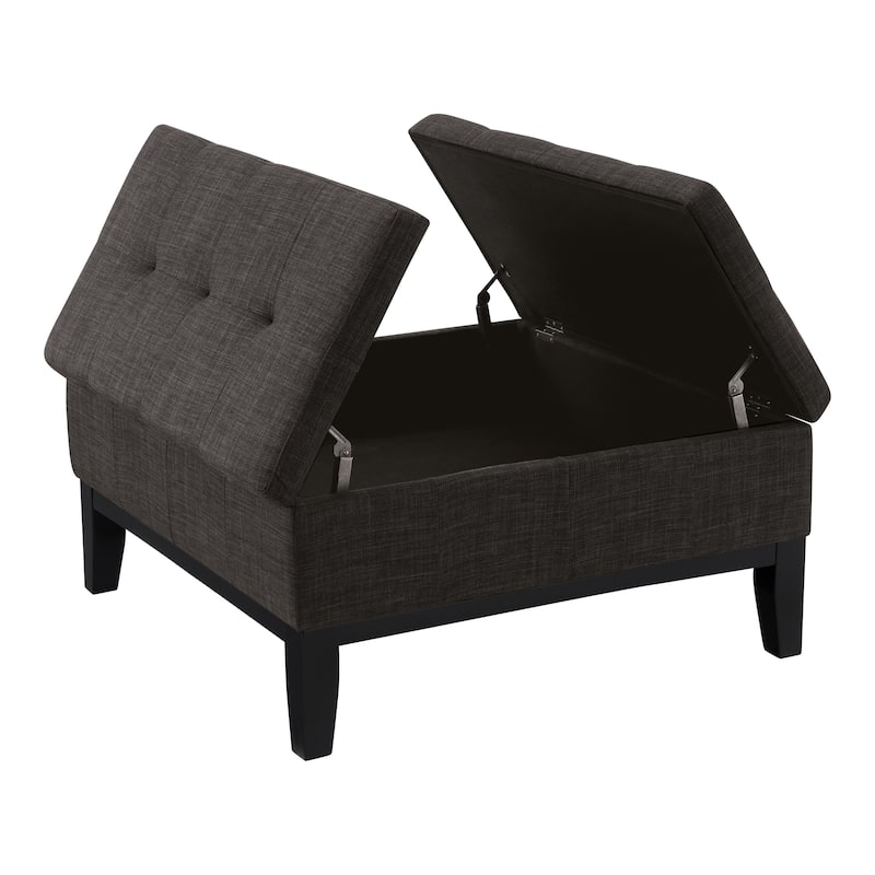 Atkinson Transitional Linen Split-top Storage Cocktail Ottoman by Furniture of America