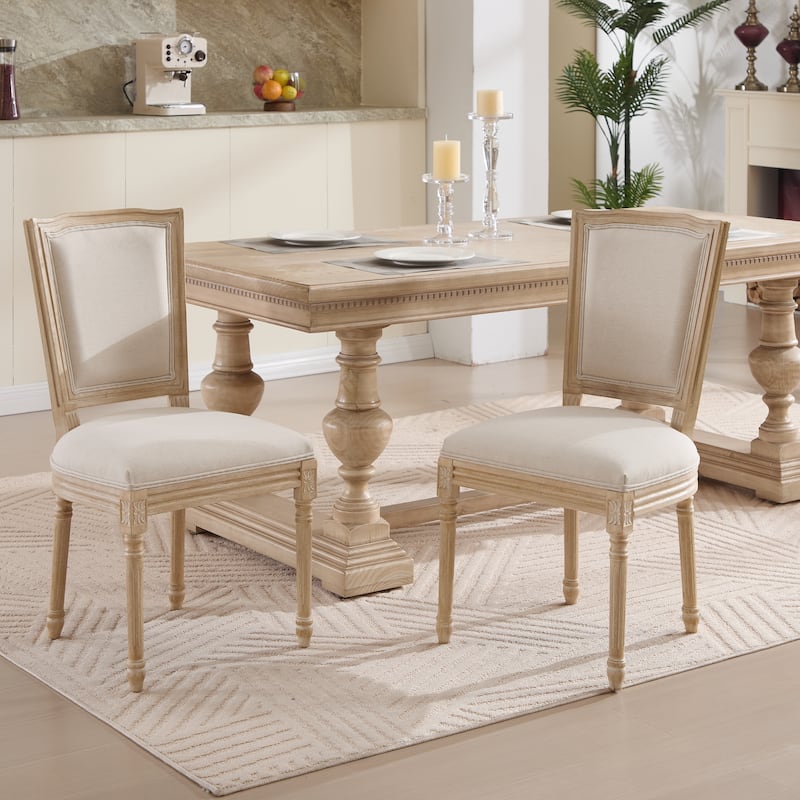 French Dining Chairs Set of 2, Upholstered Chairs with T-shaped Back, Wire drawing and carving techniques ,Disassemblable
