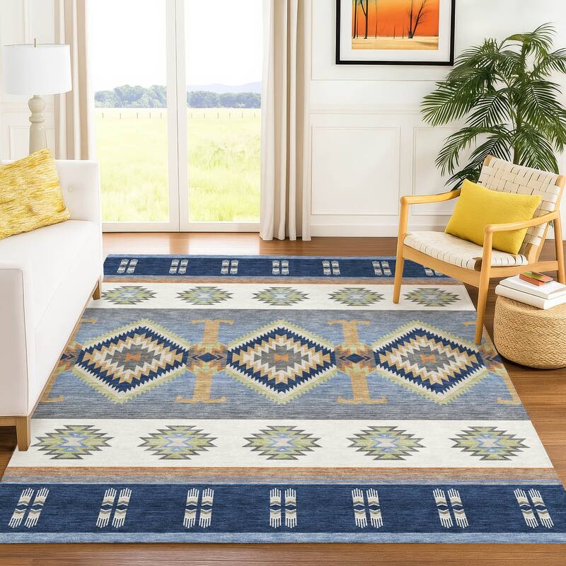 Machine Washable Indoor/ Outdoor Global Chennai Chantille Rug