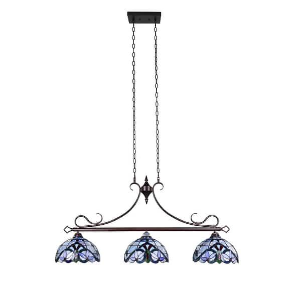 Tiffany Style Victorian Design 3-light Linear Island Fixture