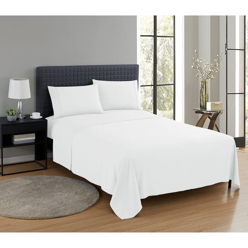 Nestl 4 Piece Bed Sheet Set - Soft Microfiber Bedding Sheet Set - Includes Fitted Sheet, Flat Sheet, and 2 Pillow Cases - King - White