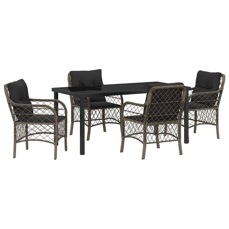 vidaXL Garden Dining Set with Cushion Poly Rattan