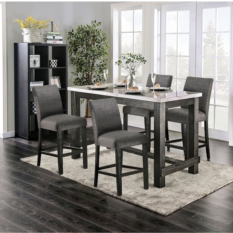 Shap Rustic Solid Wood 5-Piece Counter Height Dining Set by Furniture of America - Grey