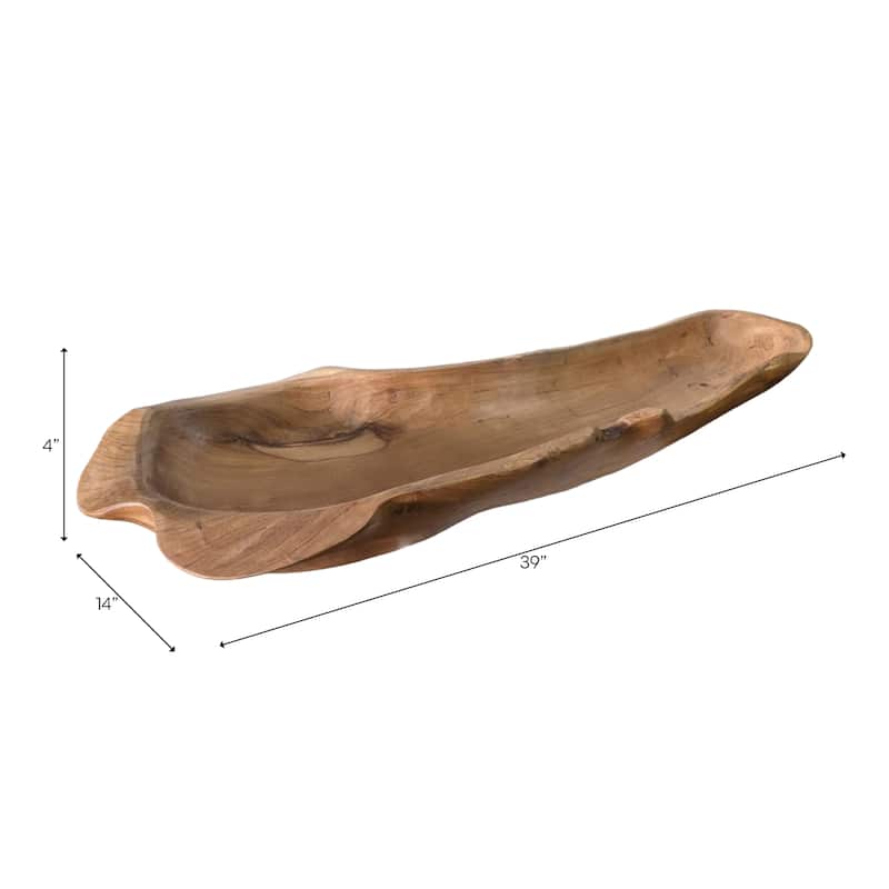 Wood Decorative Bowl Long Natural Organic Centerpiece - 39" Brown - 39" x 14" x 4"