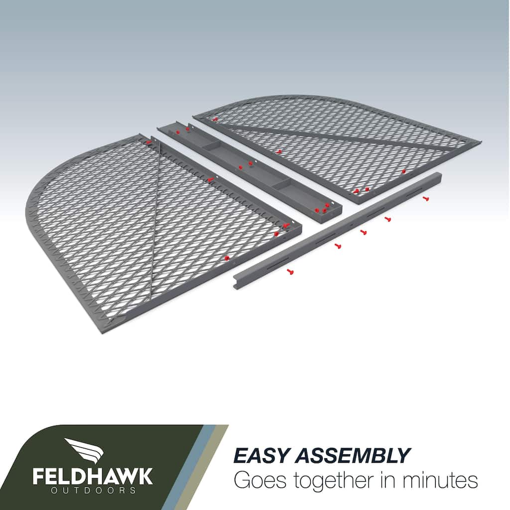 38" x 58" Window Well Cover Powder Coat Black Mesh Steel Well Cover D - Shaped Egress Covering Semi-universal fit.