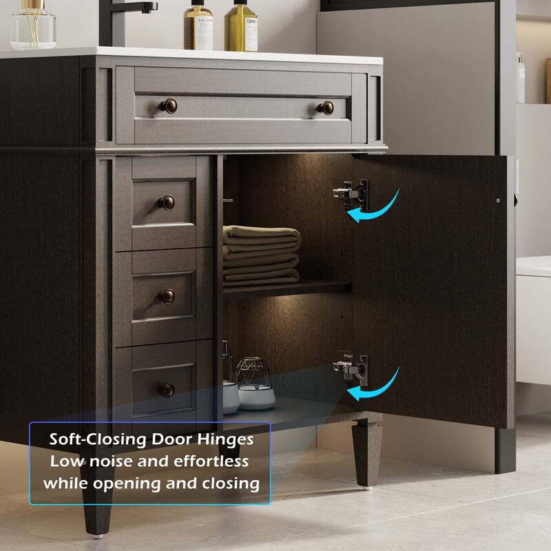 Retro Bathroom Vanity W/ Drop in Sink Combo Cabinet Set