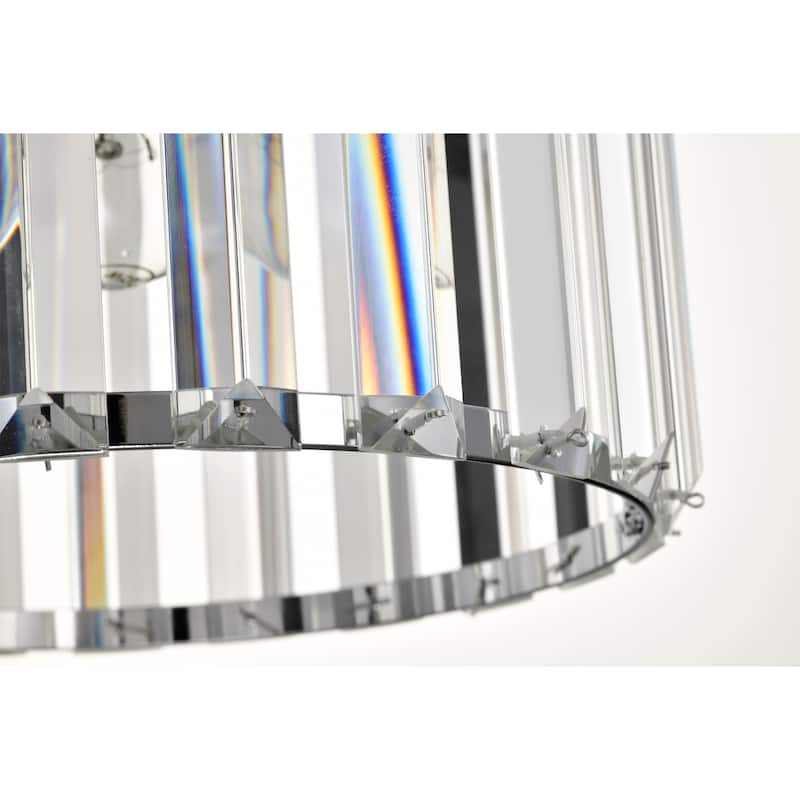 Karnah 9-inch Chrome Semi-Flushmount Ceiling Light with Crystal Prism Rods Drum Shade