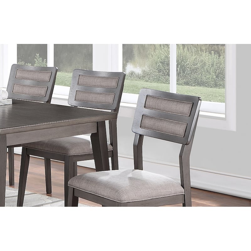 Unique Set of 2 Side Chairs White And Grey Kitchen Dining Room Furniture Ladder back Design Chairs Cushion Upholstered