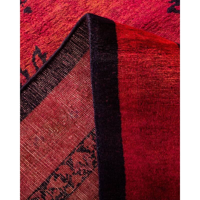 Overton Hand Knotted Wool Vintage Inspired Modern Contemporary Overdyed Pink Area Rug - 11' 3" x 16' 1"