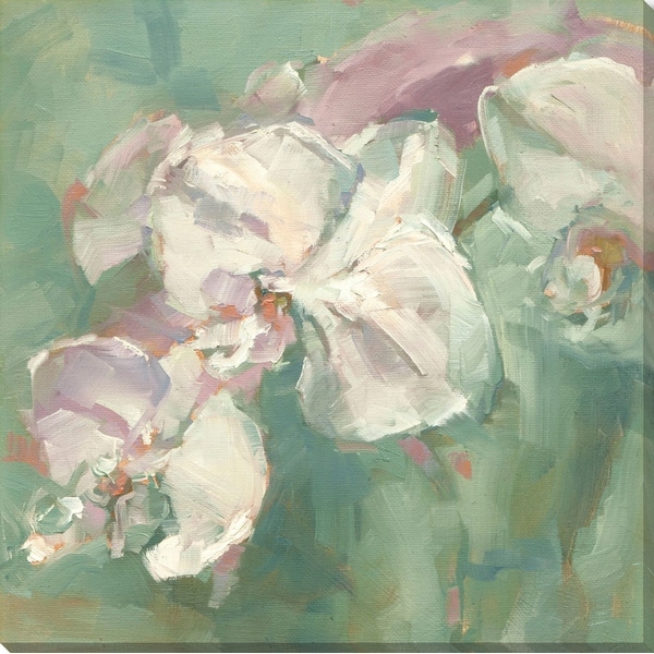 48” x 48” Green and White Blossoms Square Canvas Wall Art Decoration - N/A