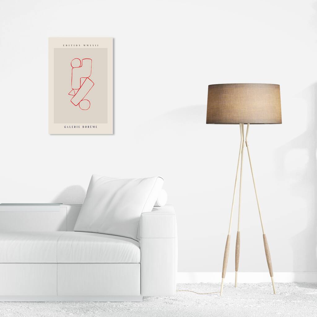 Wynwood Studio Abstract Balance in Motion Red and Light Gray Modern & Contemporary Wall Art Canvas Print