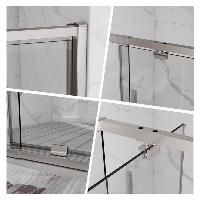 Modland 44-48"x71'' Adjustable Pivot Shower Door - Auto-Lift Hinge, Magnetic Seal, 6 Finishes for Uneven Walls - 48''x 71''