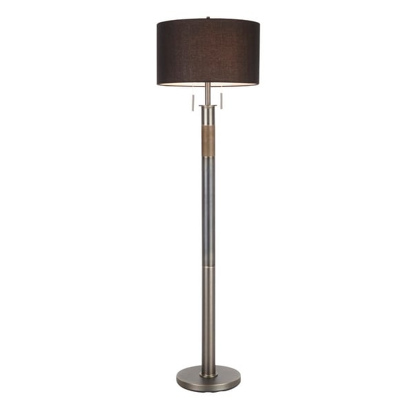 Carbon Loft Lupone Industrial Floor Lamp with Black Drum Shade