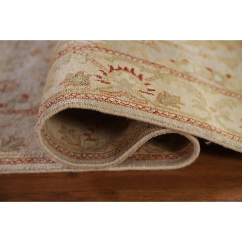 Hand Knotted Oriental 100% Wool Carpet Traditional Floral Greys & Charcoal Chobi-Peshawar Runner Rug - 20' 5'' X 2' 7''