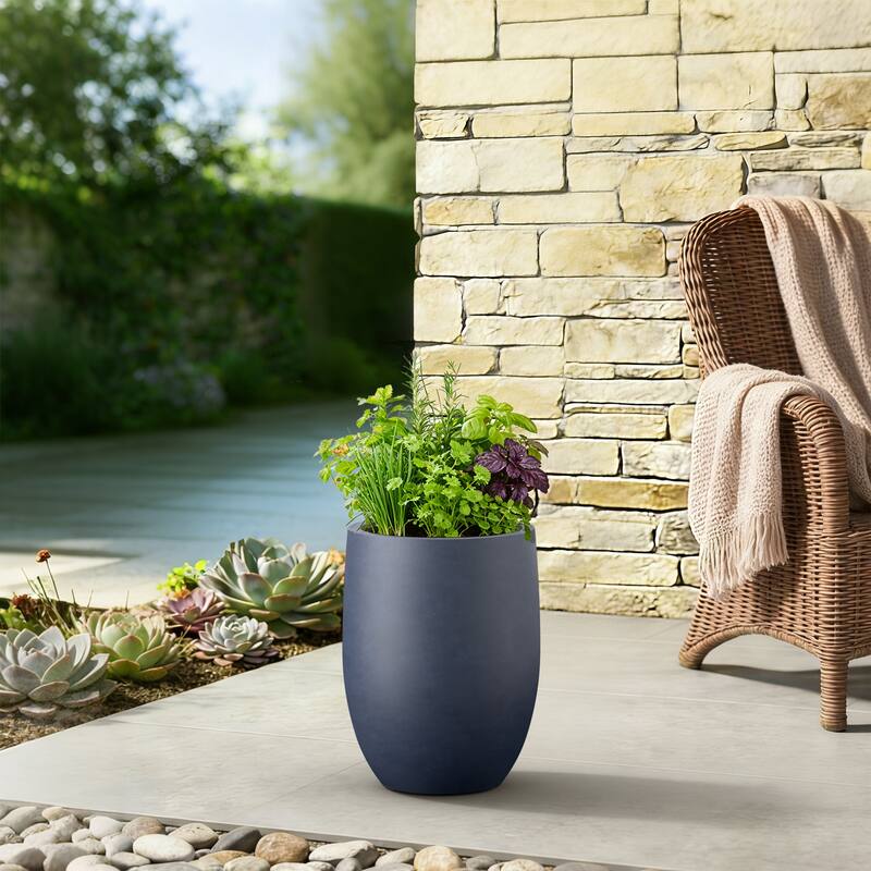 Concrete Tall Round Planter / Pot with Drainage Holes