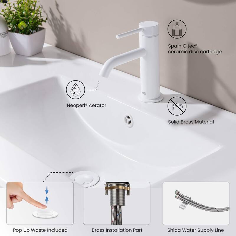 Lead Free Single Handle Bathroom Faucet with Water Hose