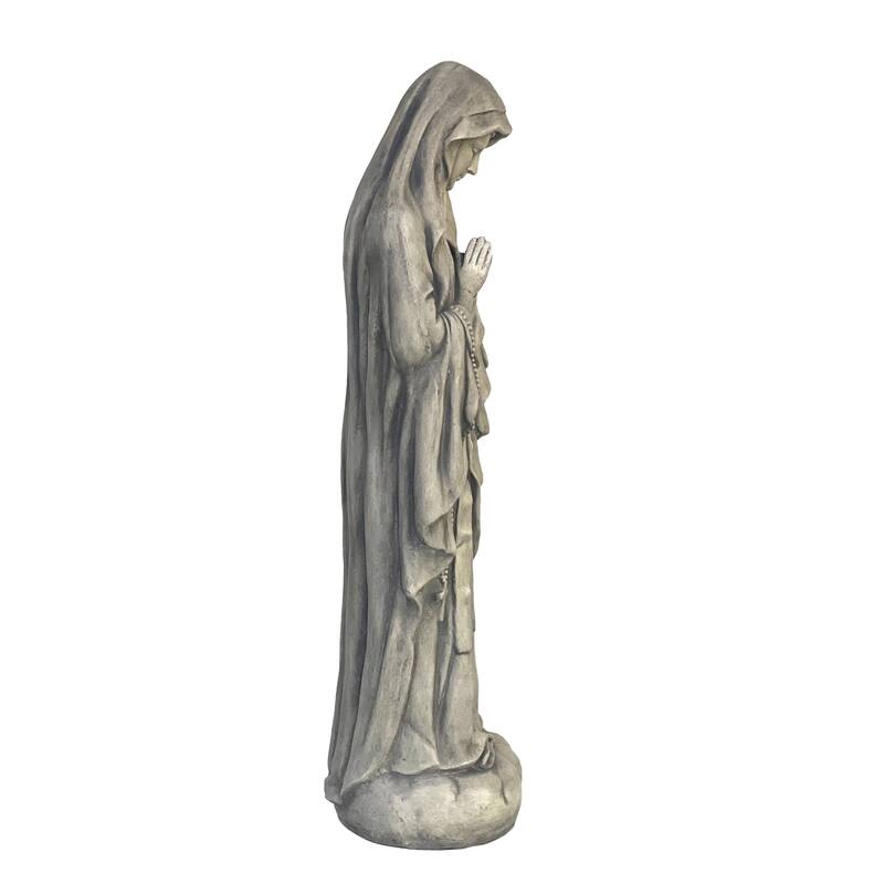 HomeRoots 32" Gray Polyresin Virgin Mary Outdoor Statue