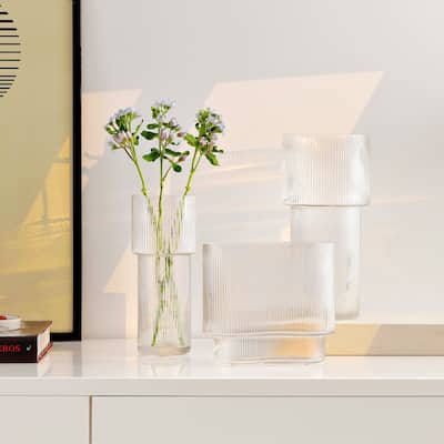 SAFAVIEH Home Ceva Clear Fluted Glass Vase Set of 3