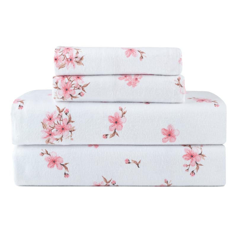 Pointehaven Printed Cotton 180 GSM Deep Pocket Oversized Brushed Flannel Sheet Set