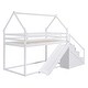 preview thumbnail 14 of 13, Artsy Functional Design Twin over Twin House Loft or Bunk Bed with Slide and Storage Staircase, Sturdy Construction, White