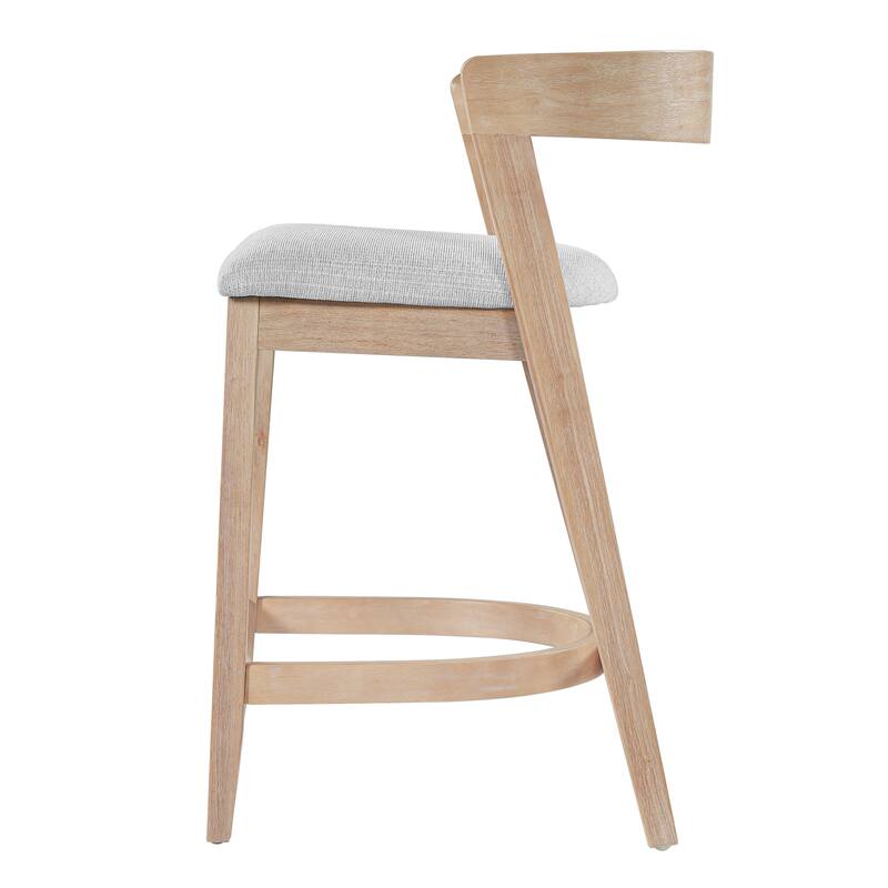 Christopher Knight Home - Mid-Century Upholstered Wooden Counter Stools - 27" Seat Height Bar Stools with Back, Set of 2