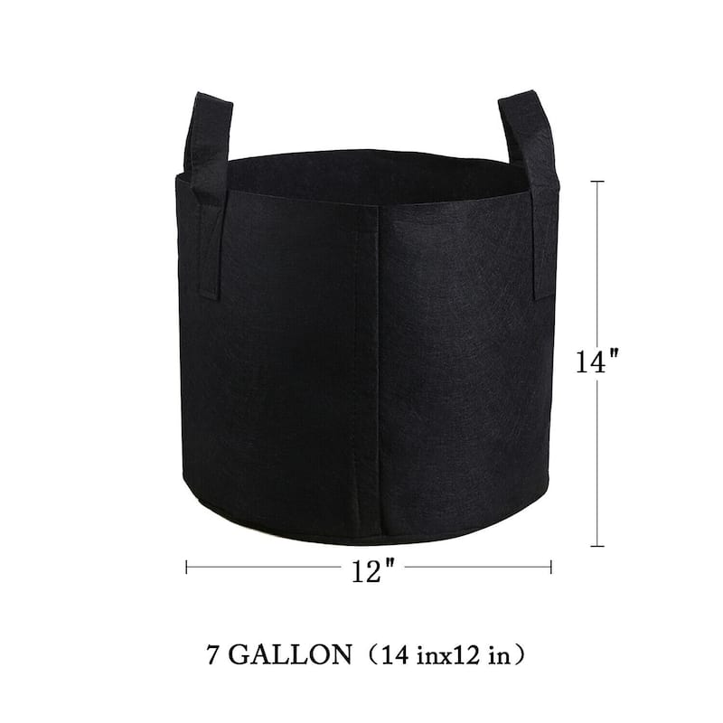 5 Pack Grow Bags Garden Non-Woven Aeration Plant Fabric Pot Container - 7 Gallon - Black