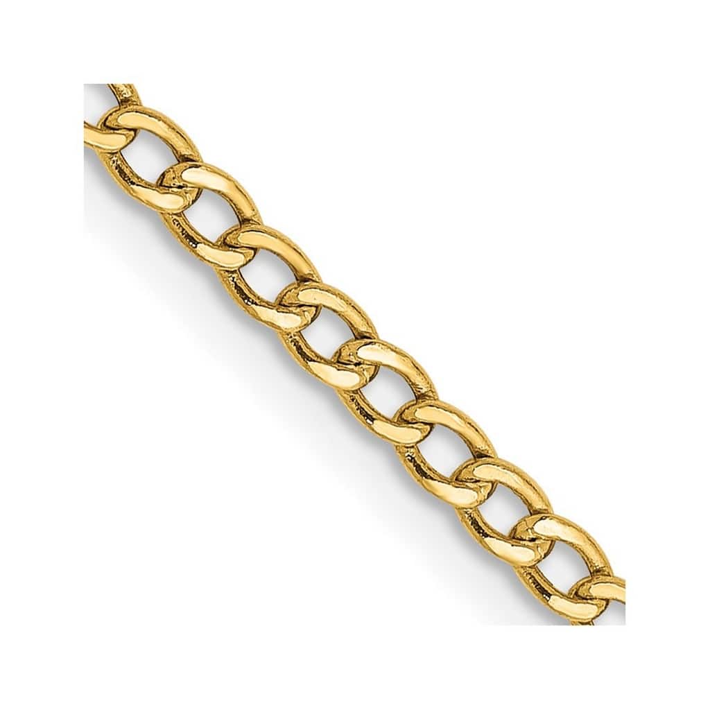 Curata 14k 2.5mm Semi solid Curb Link Chain Bracelet - 9 Inch