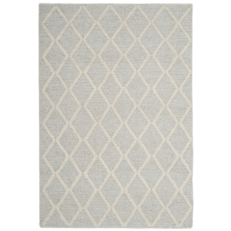 SAFAVIEH Handmade Natura Qiong Wool/ Viscose Trellis Rug - 3' x 5' - Silver/Ivory - Rectangle