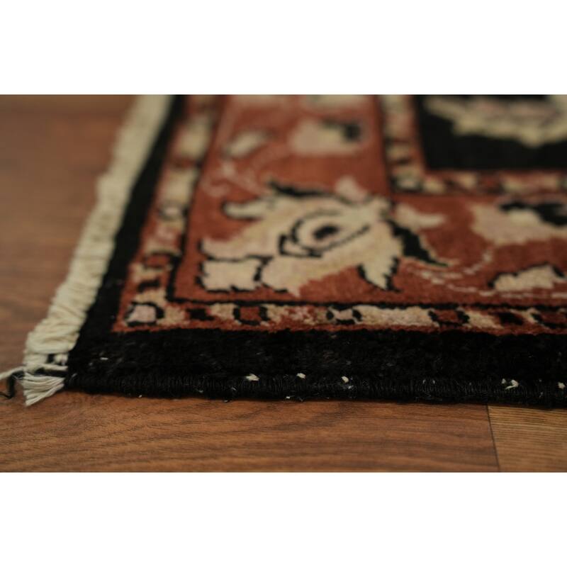 Hand Knotted Oriental 100% Wool Carpet Traditional All-Over Black Ziegler Runner Rug - 10' 0'' X 2' 7''