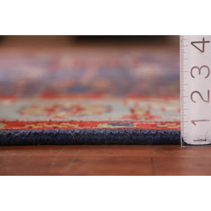 Hand Knotted Oriental 100% Wool Carpet Transitional All-Over Navy Blue & Blues Oushak Area Rug - 9' 11'' X 7' 9''