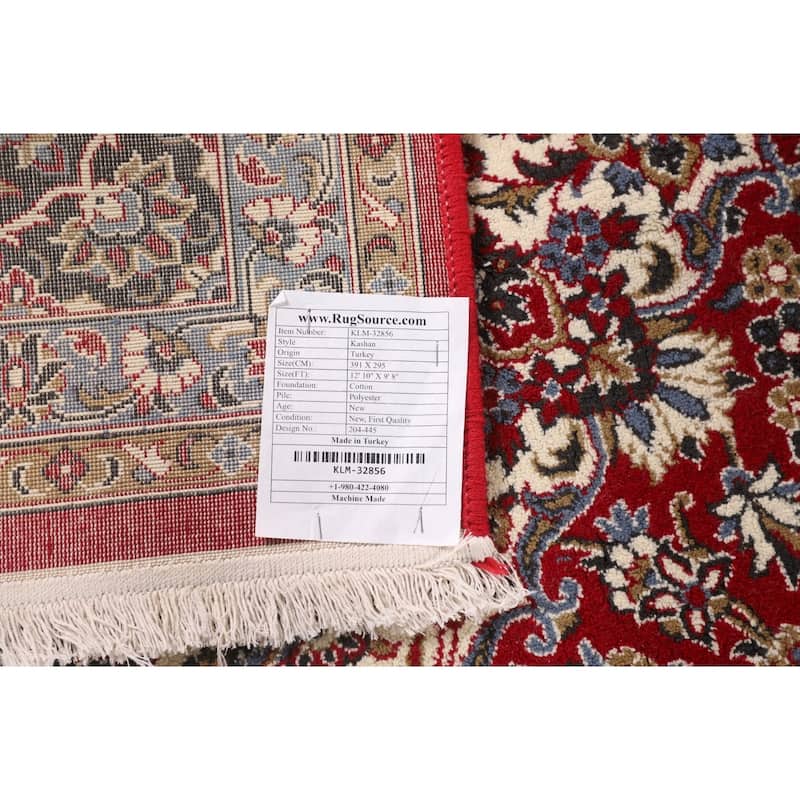 Traditional Red Kashan Turkish Rug Machine-Made Carpet - 9'8" x 12'10"