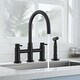 preview thumbnail 15 of 17, PROOX Double Handle Bridge Kitchen Faucet with Side Sprayer
