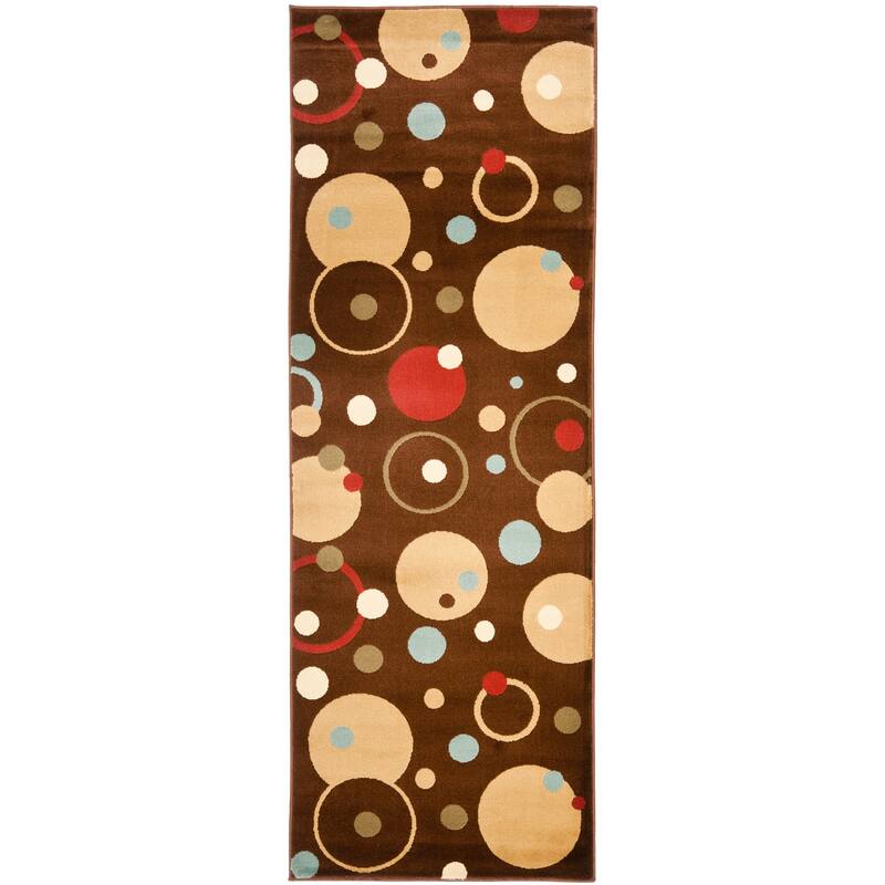 SAFAVIEH Porcello Jonila Modern Painterly Geometric Pattern Area Rug - 2'4" x 9' Runner - Brown/Multi