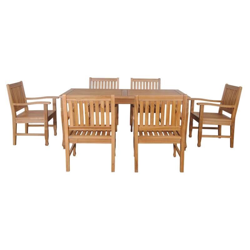 Outdoor Dining Set 7 Piece Teak Wood Patio Furniture Table and Chairs