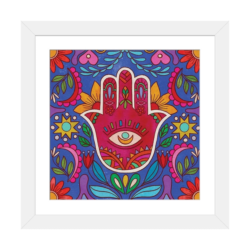 iCanvas "Colorful Hamsa Hand" by Olivia B√ºrki - White - 16x16x1