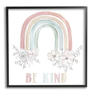 Stupell Be Kind Phrase Spring Florals Soft Tone Rainbow Framed Wall Art ...