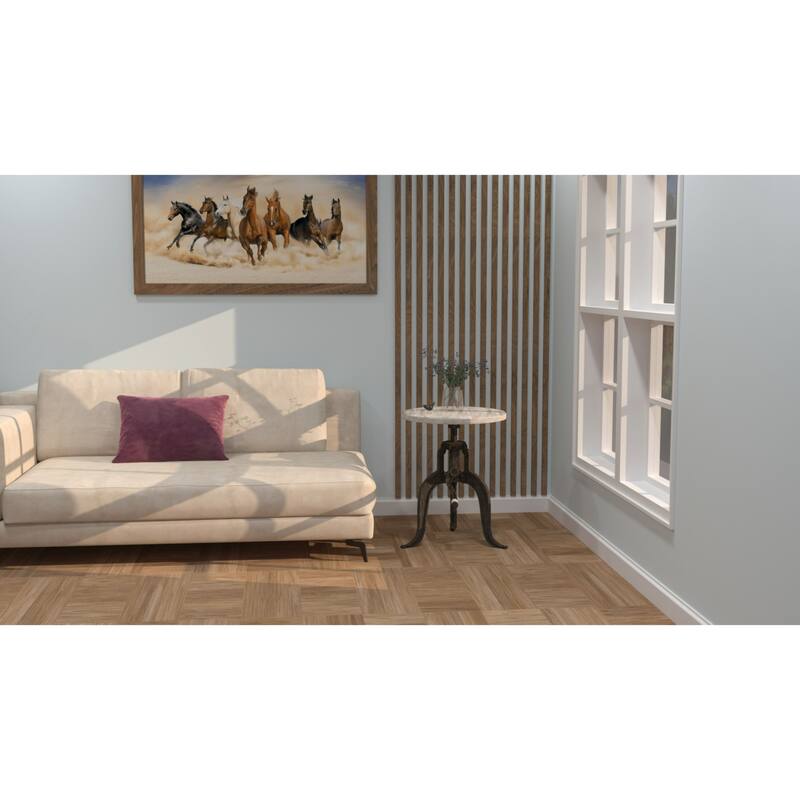 Adjustable Driftwood Top Table - 19" - White and Black