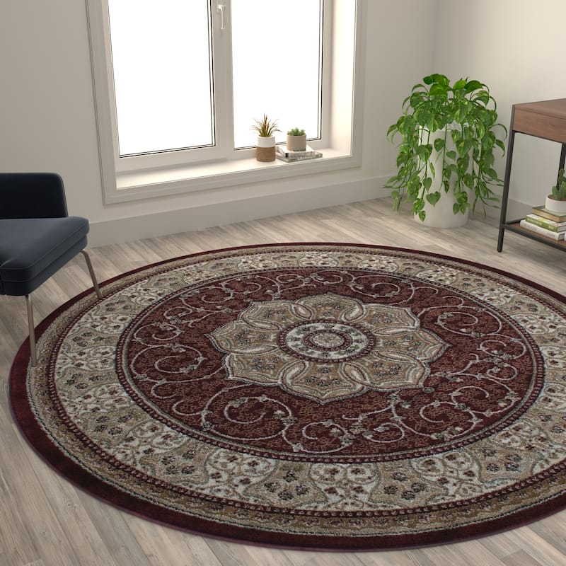 Medallion Motif Traditional Persian Style Olefin Area Rug