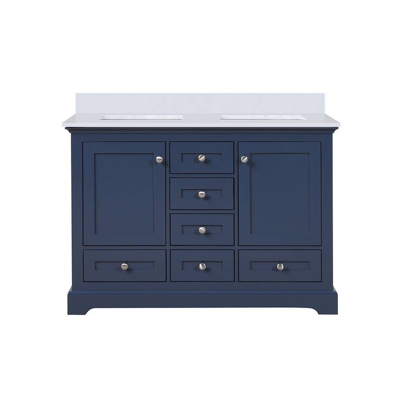 Dukes 48 in. W x 22 in. D Dark Grey Double Bath Vanity and White Quartz Top